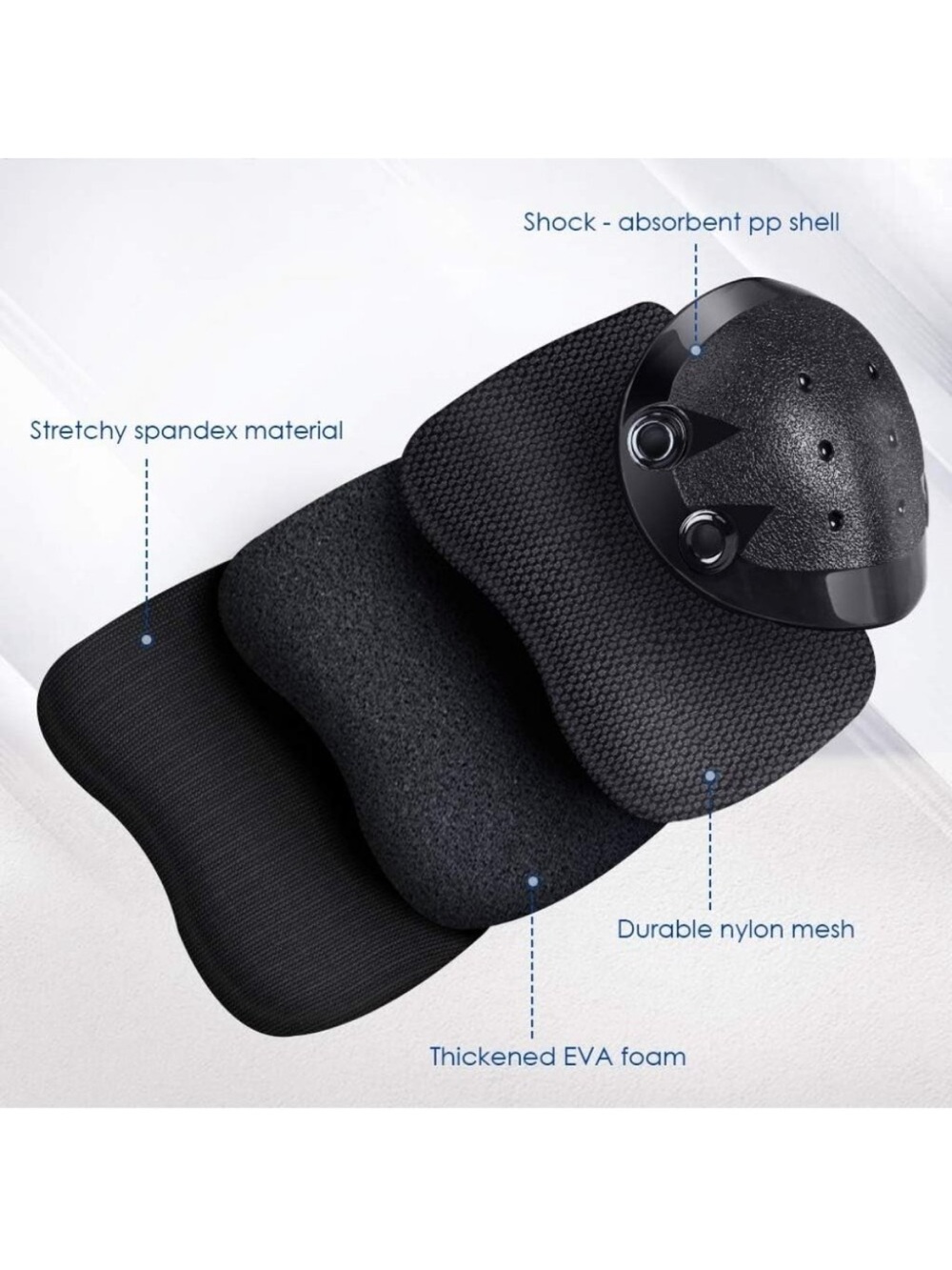 Adult Black Protective Knee, Elbow and Wrist Support Set - Picture 6 of 10